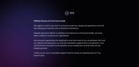 True Forex Funds 因财务 insolvency 永久关闭,成 MetaQuotes 打击自营交易公司首批受害者