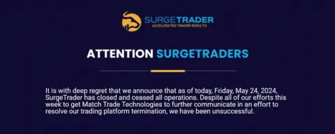 独家：自营交易公司SurgeTrader关闭，Match-Trade撤销平台许可