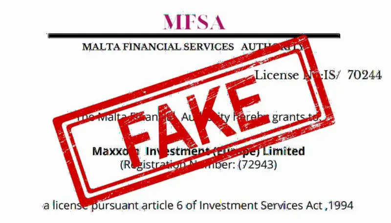 马耳他MFSA警告Maxxion伪造牌照