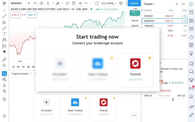 TradingView 新增 Tickmill 为整合经纪商