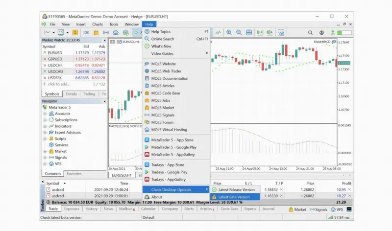 MetaQuotes 发布 MT5 Beta 3060:界面设计更新,服务移至导航器