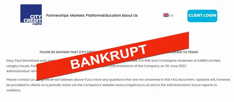 独家：破产CFD经纪商City Credit Capital约1000万英镑专业客户资金离岸失踪