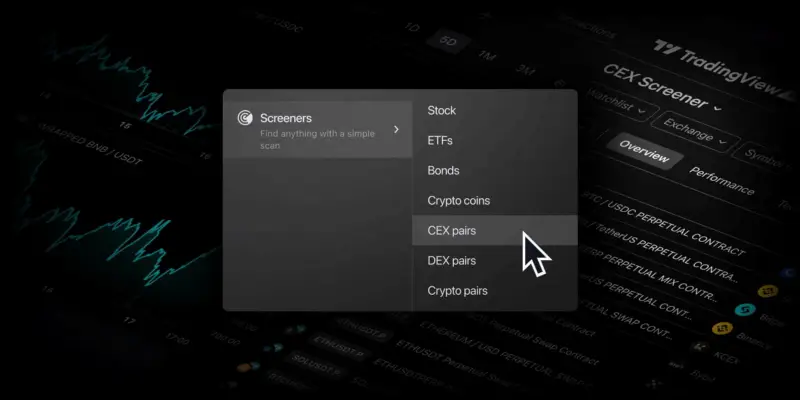 TradingView 推出 CEX Screener，完善加密货币市场分析工具套件