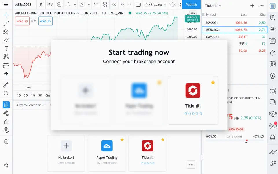 TradingView 新增 Tickmill 为整合经纪商
