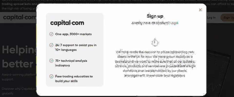 Capital.com 暂停英国新客户开户