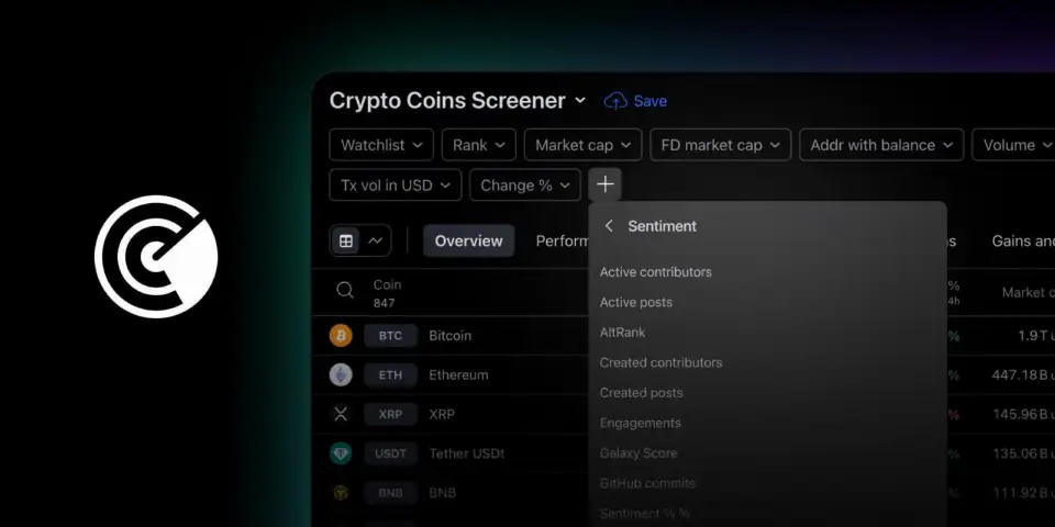 TradingView 增强加密货币筛选器，新增用户情绪分析功能