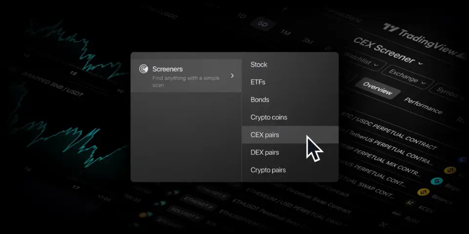 TradingView 推出 CEX Screener，完善加密货币市场分析工具套件