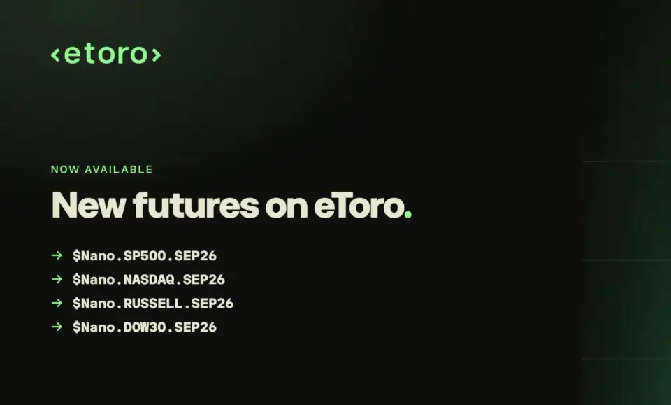eToro 推出纳米级期货，覆盖美国四大股指